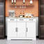 Buffet armoire, 3D / 3D, blanc, grand espace de rangement pour armoire de salon - configuration 3D3D, capacité généreuse, peinture supérieure