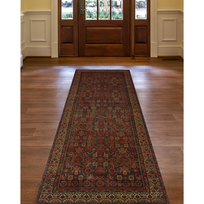 Tapis de couloir unique en laine noué à la main de style années 1980 de 3 pi 5 po x 9 pi 11 po Jamele