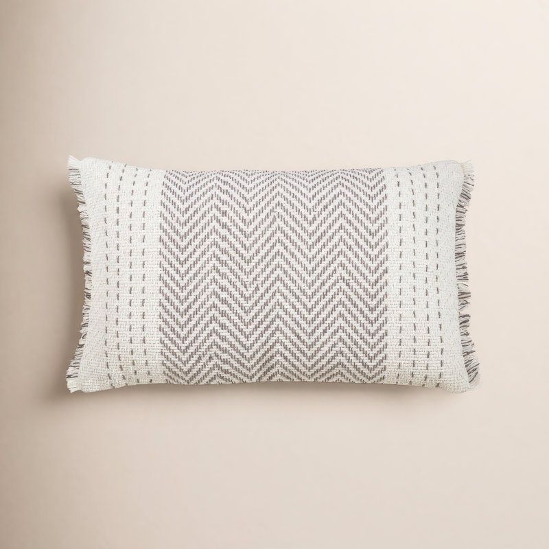 Carey Rectangular Pillow Cover & Insert, Feathers, Gray/Ivory
