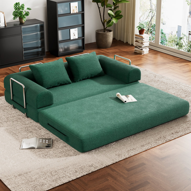 Modular Sectional Sofa Bed With Customizable Layout, Green