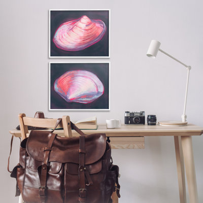 Pink Clam Shells  2 PC Giclee Art Set by Grace Popp