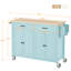 Îlot de cuisine mobile de 54,34 po avec plateau en bois massif et roulettes verrouillables, armoire de rangement et plateau rabattable, support à épices, porte-serviettes pour la cuisine-128335075
