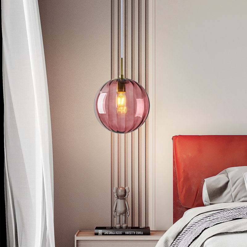 Luminaires suspendus en verre pour îlot de cuisine Globe, Rouge, H 70,87 po x l 9,84 po x P 9,84 po