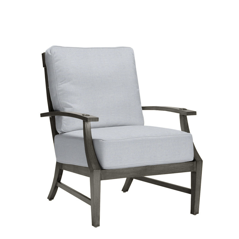 Croquet Patio Chair with Cushions, Slate Gray, No Welt, Linen Chambray