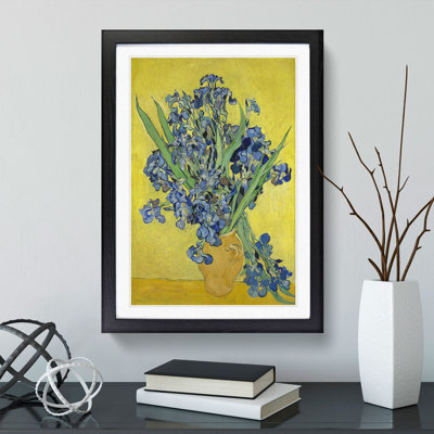 Iris Flowers in a Vase by Vincent Van Gogh - Picture Frame Painting on MDF