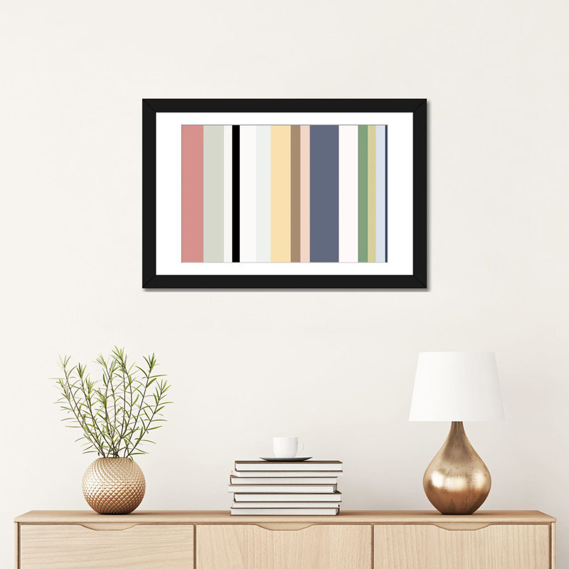Falsterbo «Striped Baby Pastel» - Impression sur toile tendue, H 24 po x l 32 po x P 1 po, Papier d'art encadré noir, Blanc