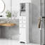 Grande armoire de salle de bain blanche, armoire de rangement autoportante avec 3 tiroirs et tablette réglable, panneau de fibres à densité moyenne avec finition peinte