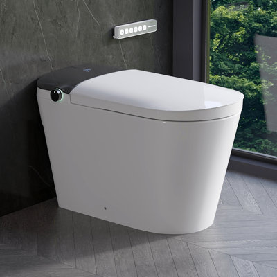 DeerValley Luxury Smart Bidet Toilet: Auto Open/Close Lid, All-Season Temp Control, Foam Shield and Built-in Pump for Low Pressure in White