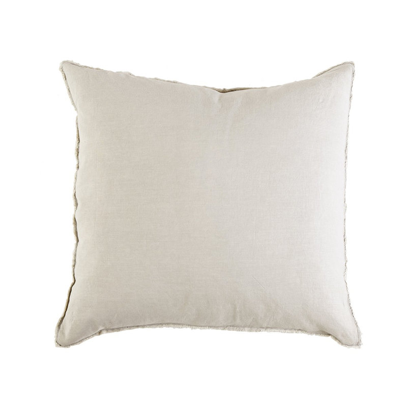 Taupe Standard Stonewashed Linen Sham with Frayed Edges