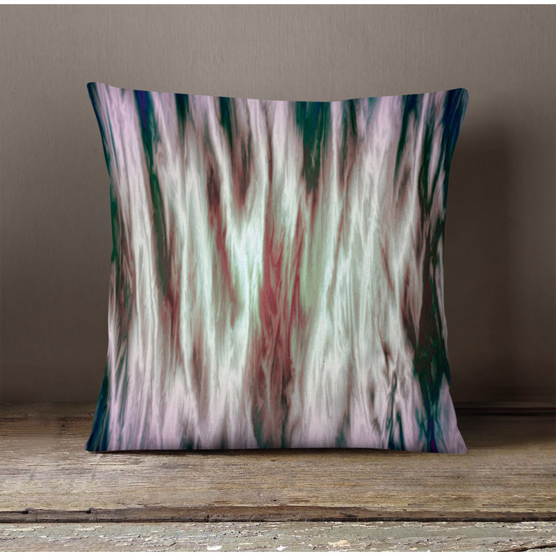 Throw Pillow With Insert, 16"H x 16"W, Pink Striped/Abstract 1