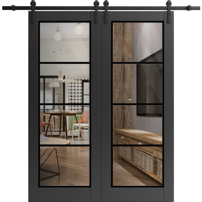 Porte de grange en bois manufacturé massif 2466 2466