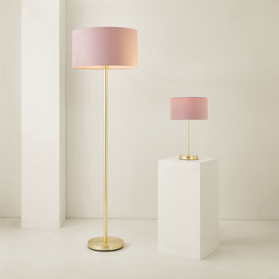 Dadiva Brushed Chrome Stem Table Lamp with Velvet Reni Shade