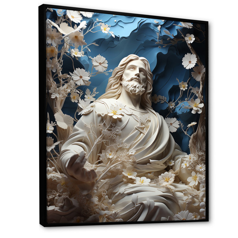Yazid Christianity Divine Savior, H 32 po x l 24 po x P 1 po, Cadre flottant noir