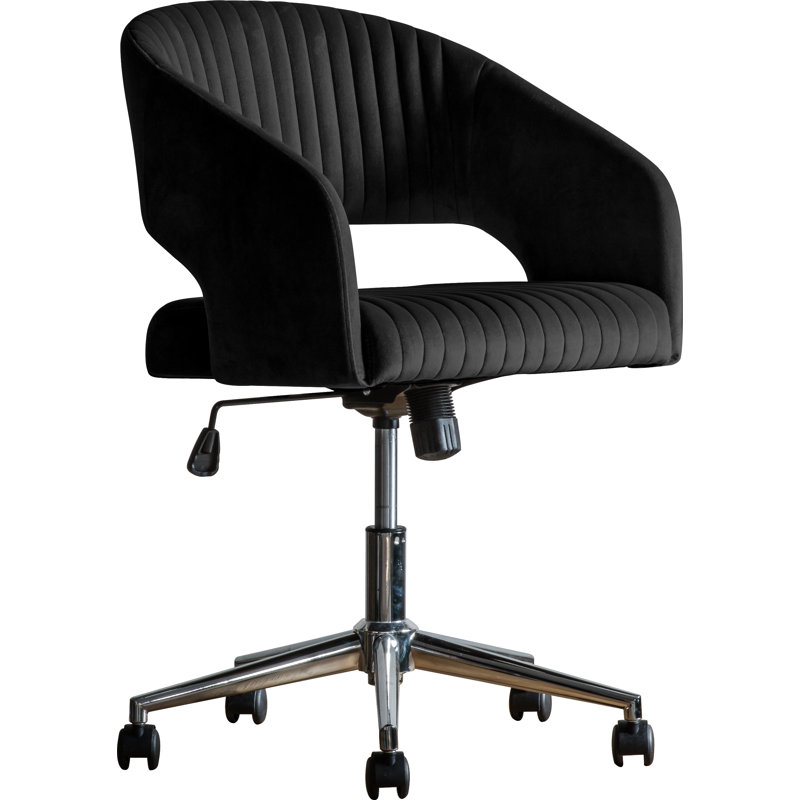 Fairmont Park Araceli Velvet Office Chair, Black, Chrome