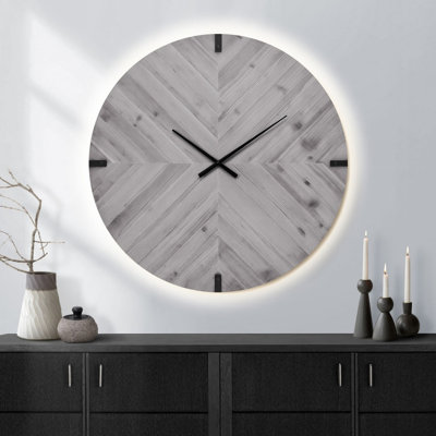 Grande horloge murale grise surdimensionnée de 30 po pour un décor contemporain contemporain
