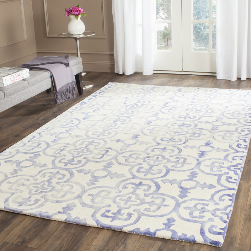 Tapis ivoire / bleu en laine touffeté à la main Carter, Rectangle 6 pi x 9 pi