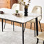 Table de salle à manger blanche avec plateau en tuiles de céramique et pieds en métal