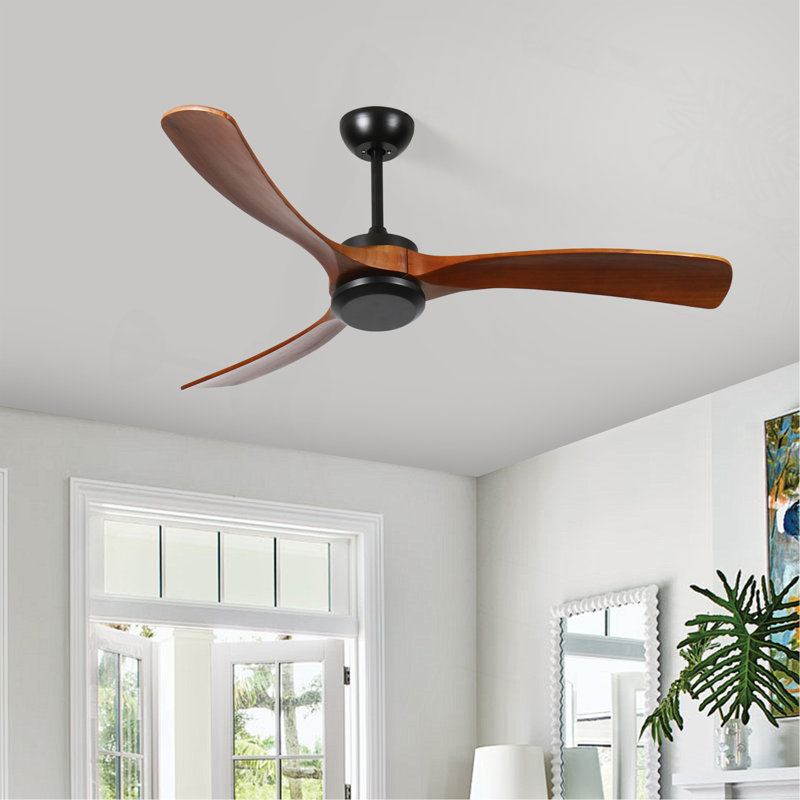 Ventilateur de plafond 72 po en bois sans lumière avec télécommande, ventilateur de plafond à profil bas sans lumière, moteur à courant continu réversible silencieux avec minuterie