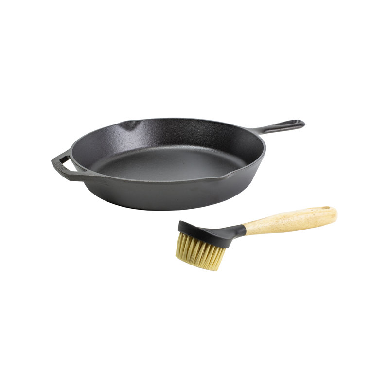 Poêle en fonte Lodge avec brosse à récurer, l 12,56 po x L 18 po