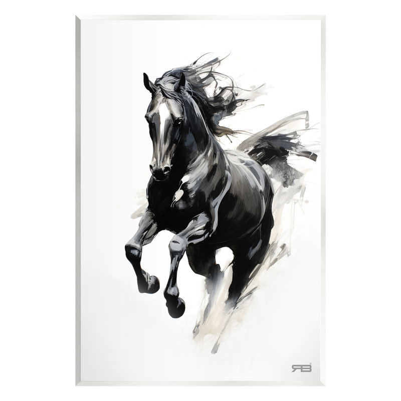 Art mural sud-ouest cheval sautant par RB, H 19 po x l 13 po