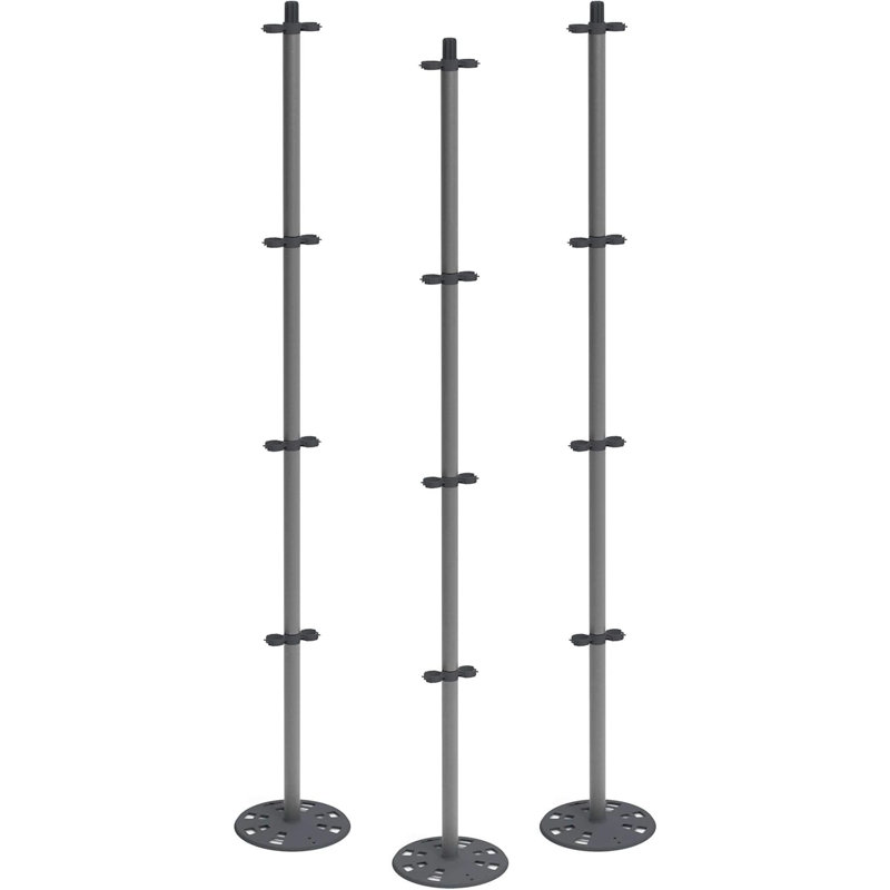 Tomato Buddy, Aluminum Climbing Plant Support, High Stability Intergated Base, Fastening Clips, 125cm, 3-pack