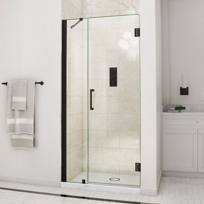 DreamLine Unidoor 42 - 43 inch W x 72 inch H Frameless Hinged Shower Door with Support Arm in Matte Black