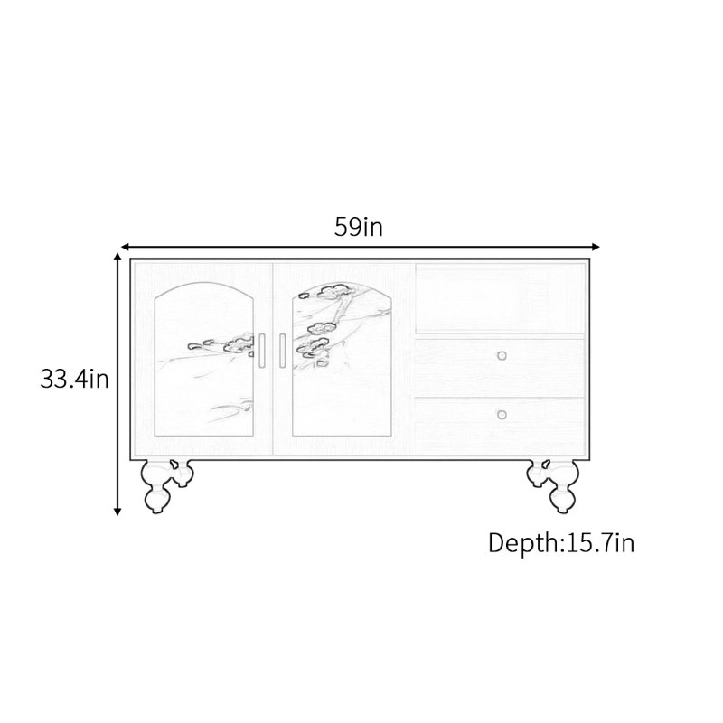 Buffet luxueux rétro de style chinois, Blanc