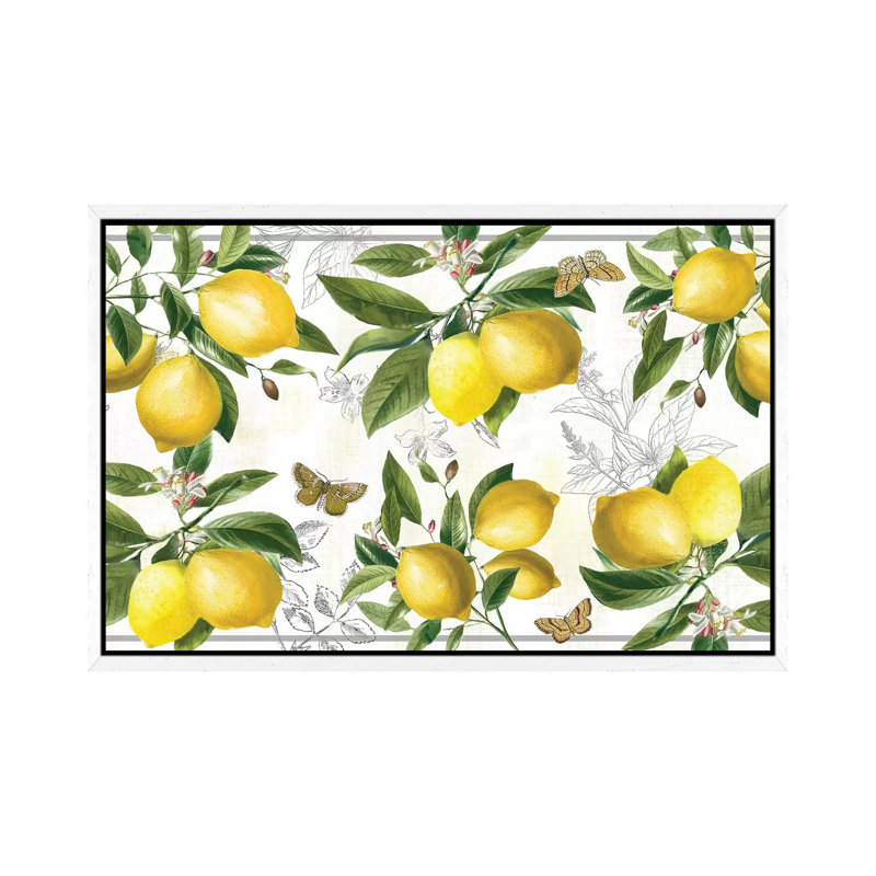 Linen Lemons by Nan - Print on Canvas, 66.04 cm H x 45.72 cm W, White Framed