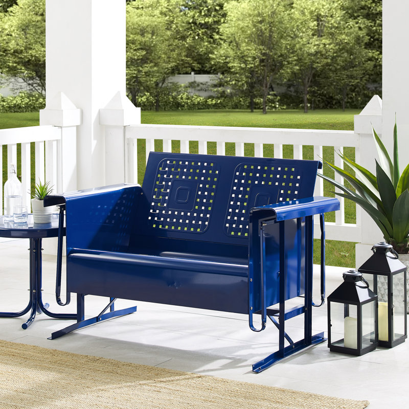 Kutcher 48.75'' Wide Metal Loveseat, Navy