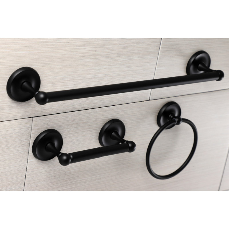 Victorian 3 Piece Bathroom Hardware Set, Matte Black