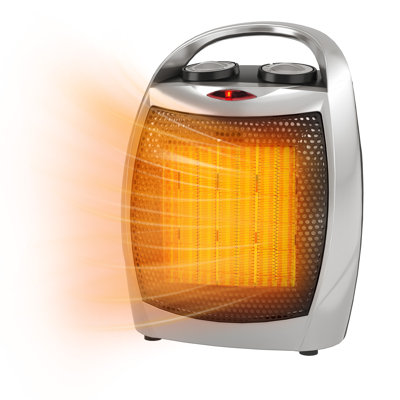 1500W Portable Ceramic Space Heater Thermostat, Quiet Desk Fan Heater 45dB, 750W/1500W for Office, Sliver