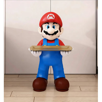 Contemporary Resin Mario Figurine Floor Decor with Tray