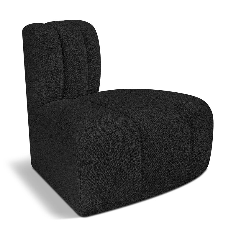 Chaise d'appoint rembourrée Hovanec, Tissu bouclé noir