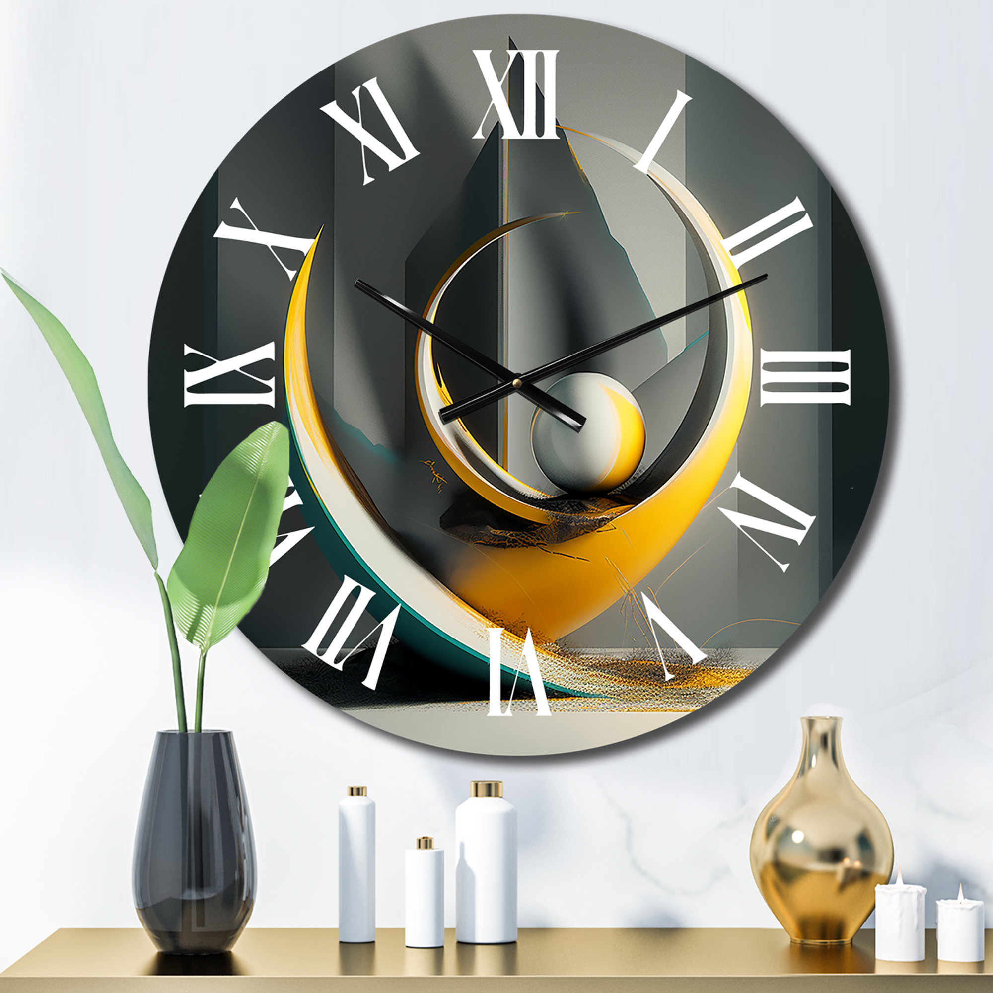 Design Art Visionary Dance Of God 3D Wave Sphere III Metal Wall Clock ...