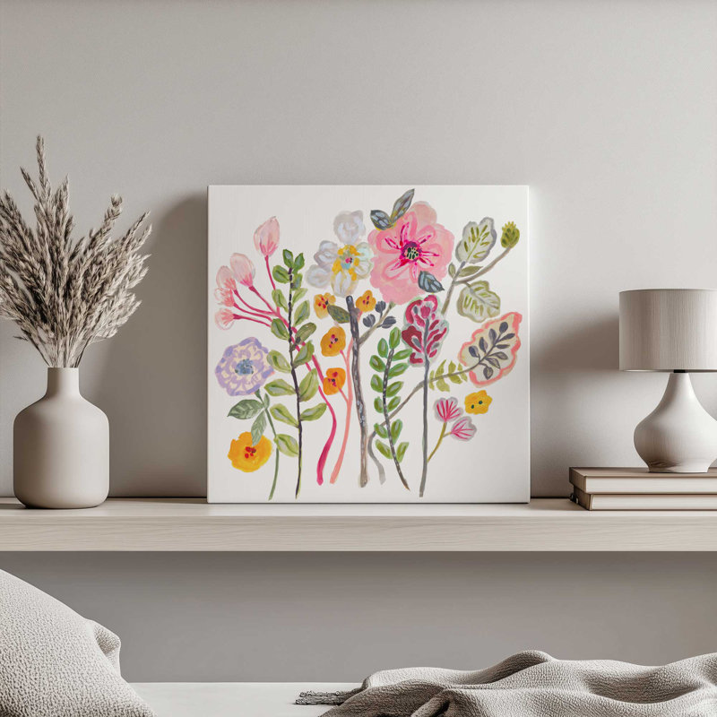 «Colorful Floral Bouquet VII» par Karen Fields, reproduction d'art sur toile, H 30 po x l 30 po