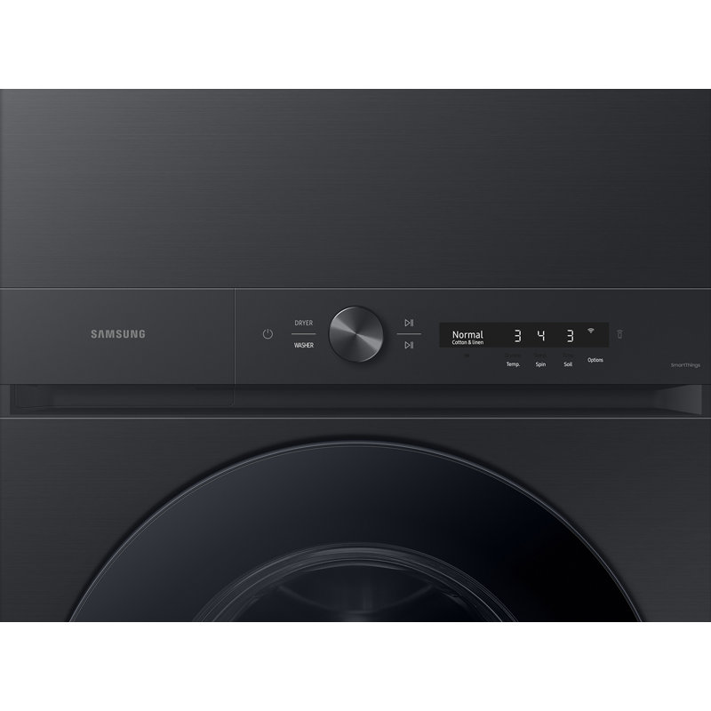 Brushed Black Stainless Steel Smart Gas Washer and Dryer Set