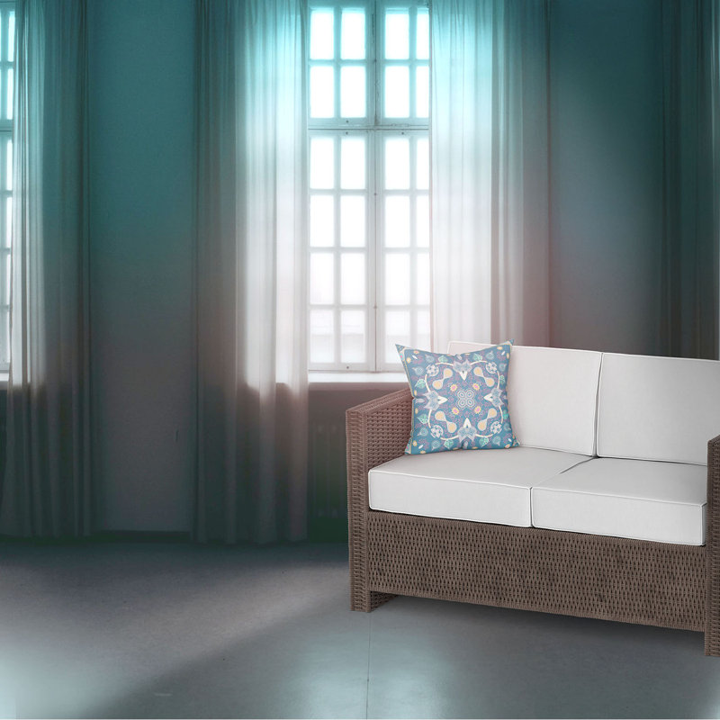 Housse et insert de coussin Aleighana, Turquoise / bleu / rose / jaune, 16 po x 16 po