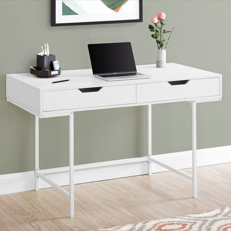 Bureau d'ordinateur, bureau personnel, ordinateur portable, tiroirs de rangement, L 48 po, travail, stratifié, métal, contemporain, moderne