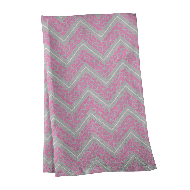 Stephenie Tea Towel Kitchen Towel, Light Pink/Gray, Cotton Twill