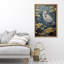 «Blue Heron in Lotus Garden», reproduction d'art sur toile encadrée d'inspiration orientale pour une salle de bain zen tranquille ou un décor d'étude serein-112455159-112455165-112455168