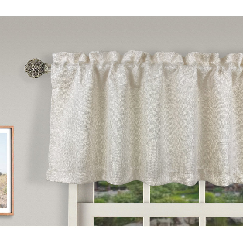 Sambac Basket Weave Mosaic Tailored Window Valance, Ivory