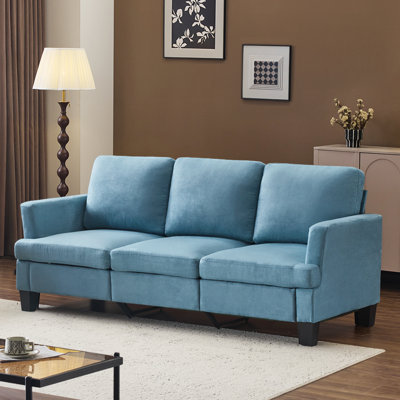 83.5" Upholstered Square Arm Suede Sofa