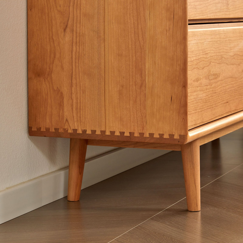 Simple solid wood multi-drawer storage sideboard, 33.46" H x 55.11" W x 15.74" D