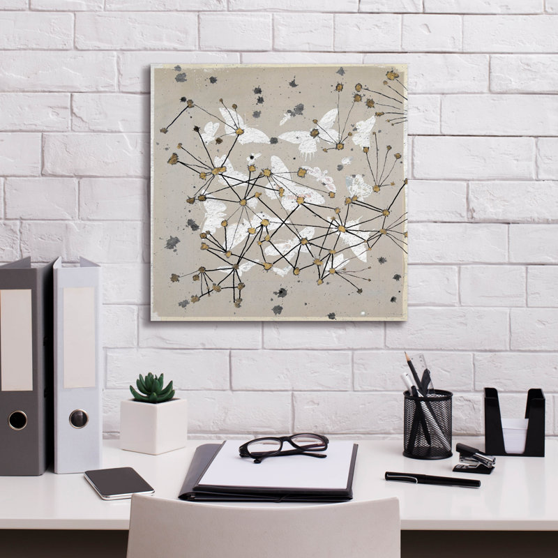  «19e siècle Butterfly Constellations 1» par Lori Arbel, art mural sur toile, 18 po x 18 po