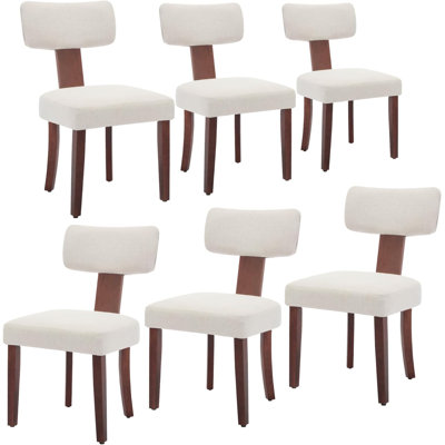 Chaises de salle à manger modernes en tissu, chaises de cuisine rembourrées avec structure en bois franc, pieds en bois