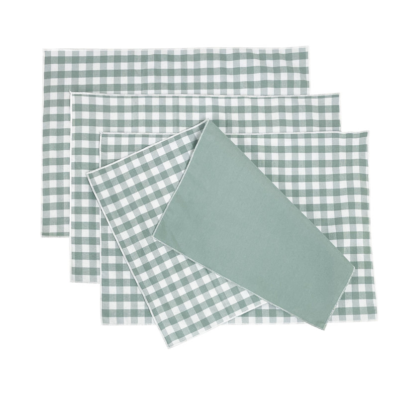 Jodianne Cotton Gingham Rectangle Placemat, Sage