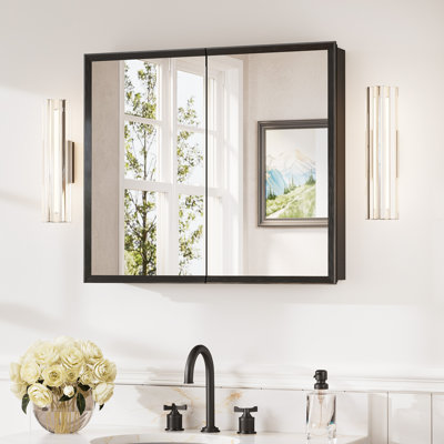 W H Framed Medicine Cabinet Mirror Adjustable