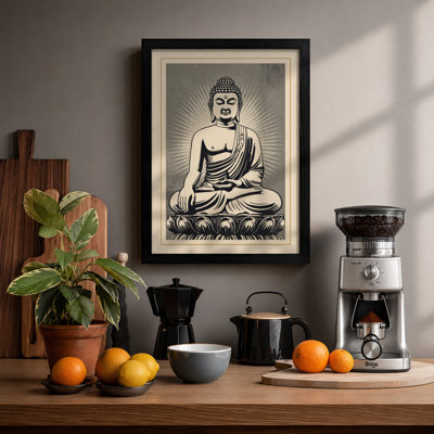 Meditative Buddha Japandi - Framed Print