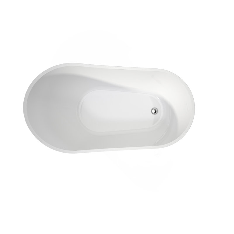 Premium High-Back Acrylic Free Standing Bath Tubs Oval-Shape Stand Alone White Soaker Tub(59×32 Inch)
