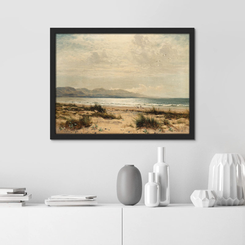 «Beach Ocean Seashore Landscape» sur papier, Noir, H 12 po x l 16 po